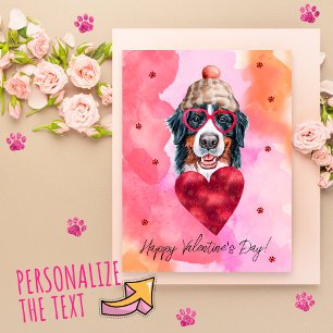 Rosa Berner Sennenhund Valentinstag Geschenk Hund Feiertagspostkarte