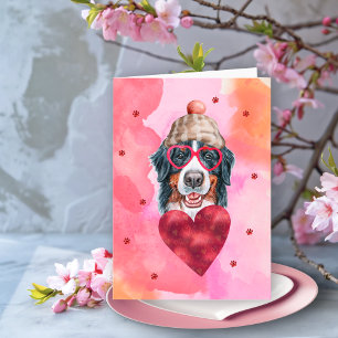 Rosa Bernese Berg Valentinstag Geschenk Hund Karte