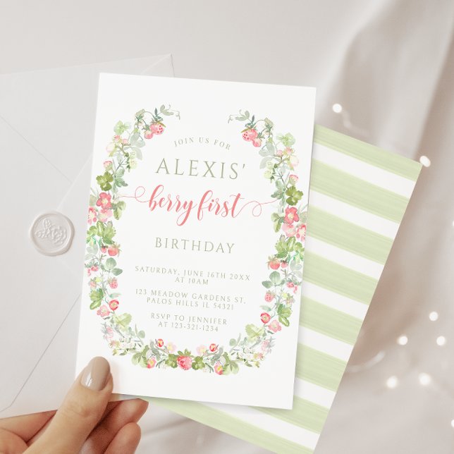 Rosa Berry erste Erdbeere Einladung (Von Creator hochgeladen)