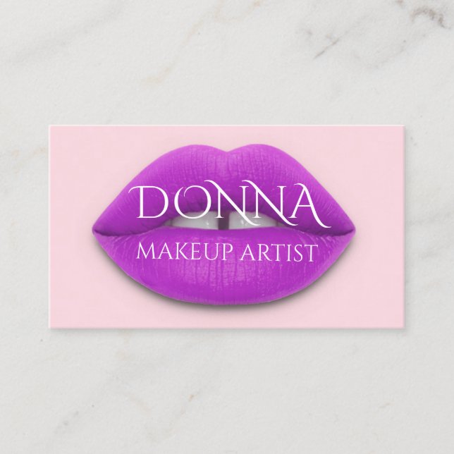 Rosa Berry Lips QR Code Logo Makeup Lipstick Visitenkarte (Vorderseite)