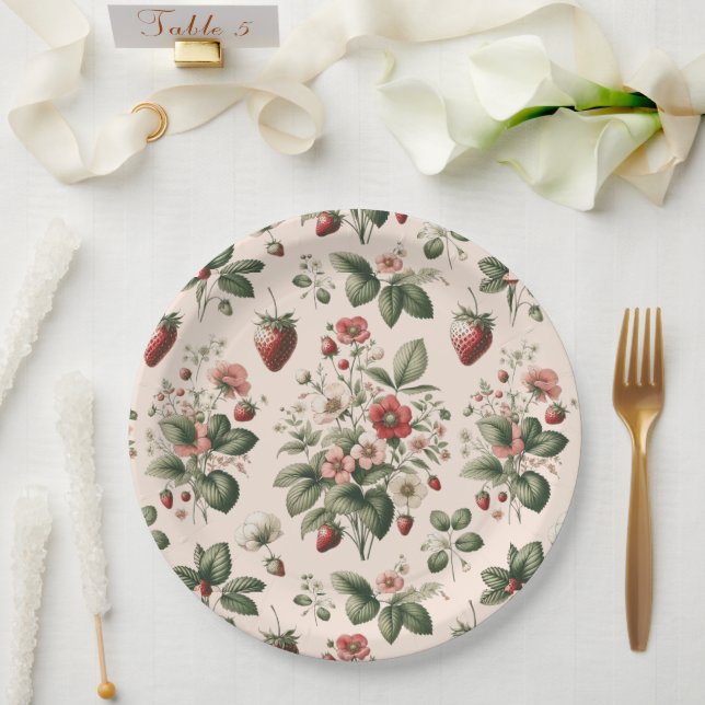 Rosa Berry Sweet über das Erdbeermuster Pappteller (Hochzeit)