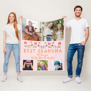 Rosa Beste Oma Blume FotoCollage Fleecedecke