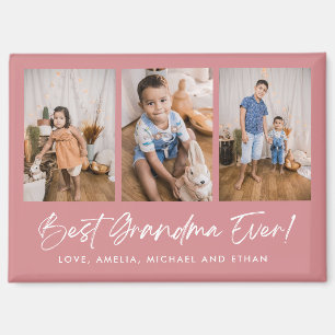 Rosa Beste Oma je Drei-Foto-Magnet Magnet