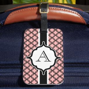 Rosa bestickte Gepäckanhänger mit Monogramm