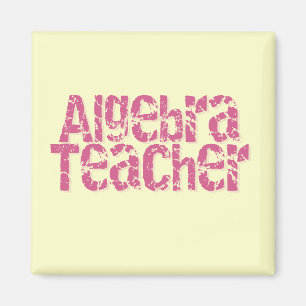 Rosa beunruhigter Text-Algebra-Lehrer Magnet