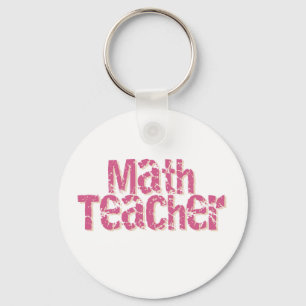 Rosa beunruhigter Text-Mathe-Lehrer Schlüsselanhänger