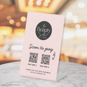 Rosa Bezahllogo QR-Code-Scan zum Bezahlen Sockelschild