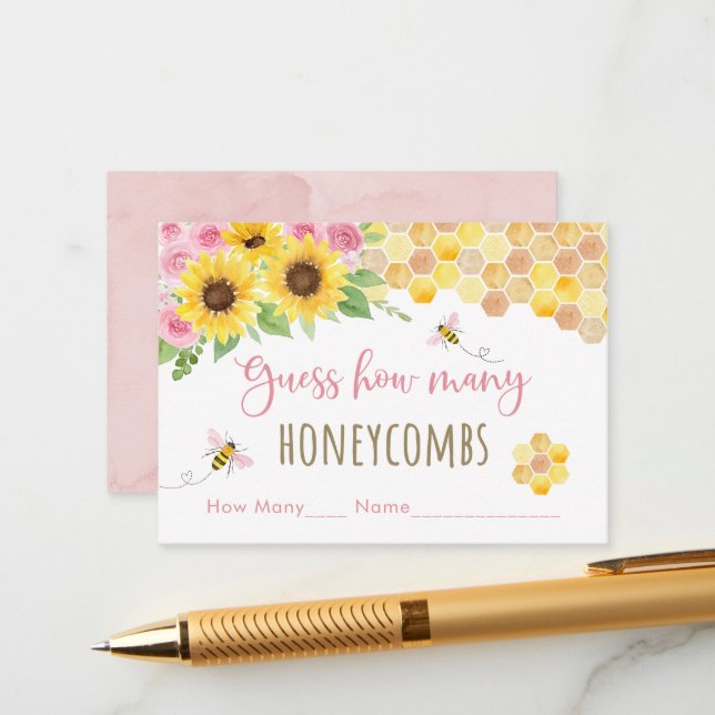 Rosa Biene Sonnenblume Geburtstag schätzen, wie vi Begleitkarte (Vorderseite/Rückseite Beispiel)