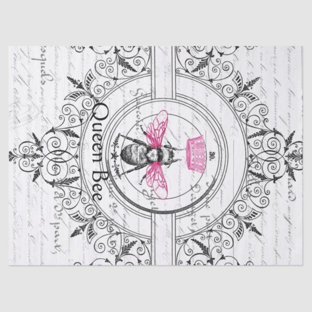 Rosa Bienenkönigin Decoupage Seidenpapier (Vorderseite)