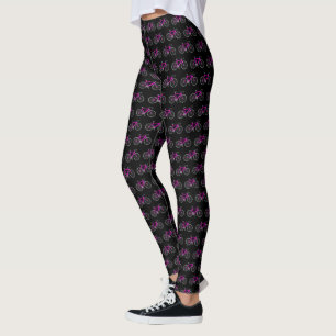 Rosa Bikes auf schwarz Leggings