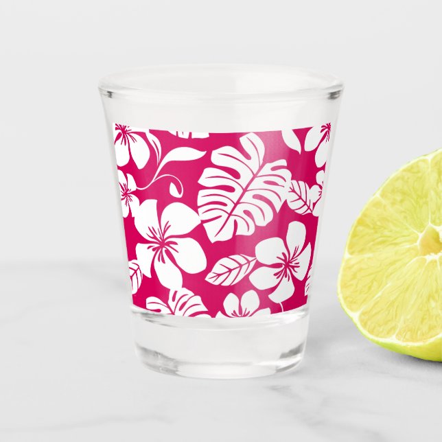 ROSA BIKINI-MUSTER IN ERDBEERROT SCHNAPSGLAS (Vorderseite)
