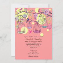Rosa Bird Cage Love Birds Einladung Hochzeit