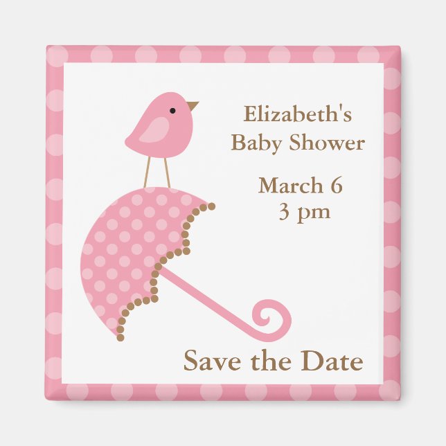 Rosa Bird und Umbrella Magnet (Vorne)