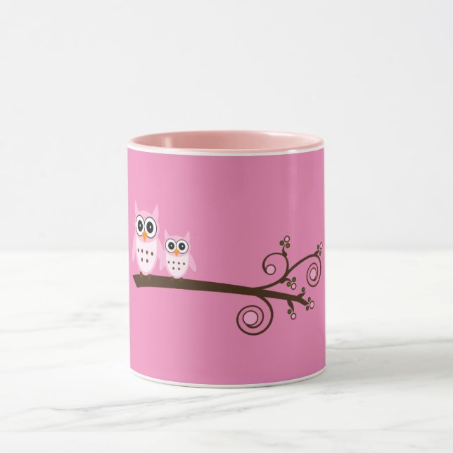 Rosa Birds Theme Owl Tasse (Zentrum)