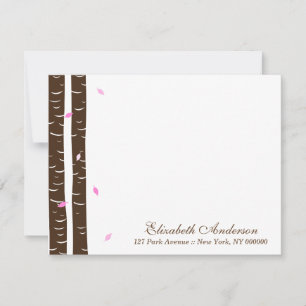 Rosa Birkenbaum-Notizkarten Einladung