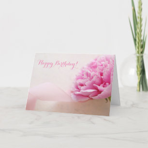 Rosa Birne mit Band zum Geburtstag Karte