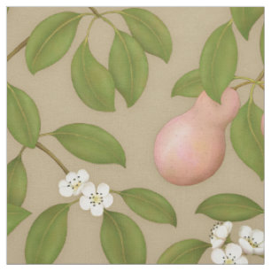 Rosa Birnen auf hellbraun (groß) Stoff