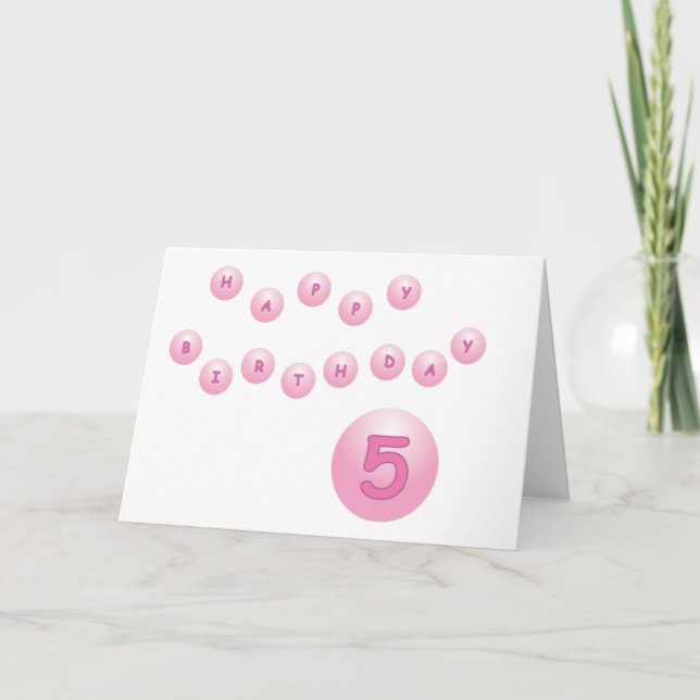 Rosa Birthday Balls Age 5 Karte (Vorderseite)