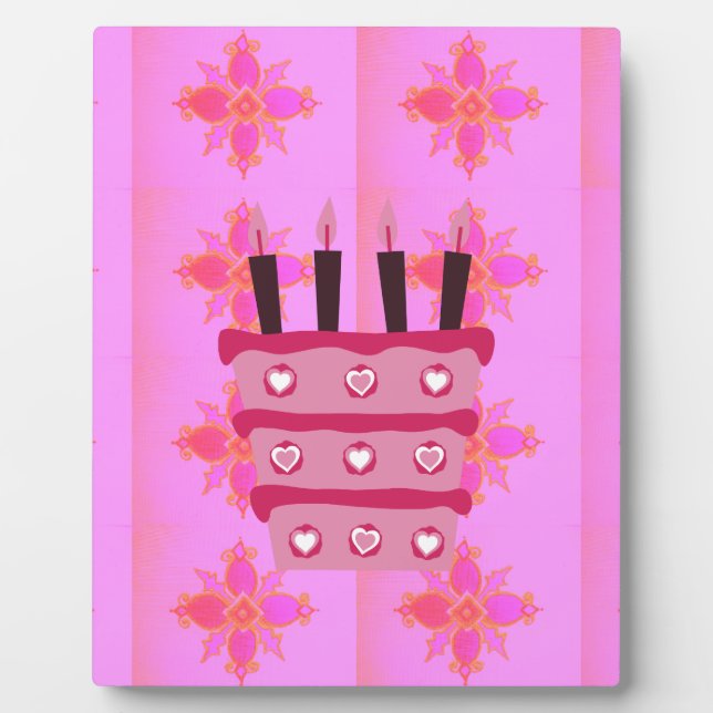 Rosa Birthday Cake Art Print Fotoplatte (Vorderseite)