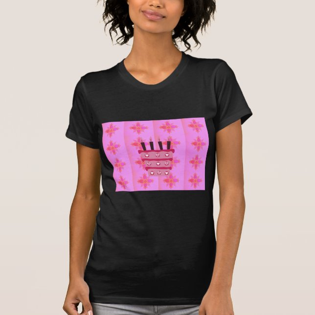 Rosa Birthday Cake Art Print T-Shirt (Vorderseite)