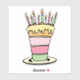 Rosa Birthday Cake Contour Aufkleber