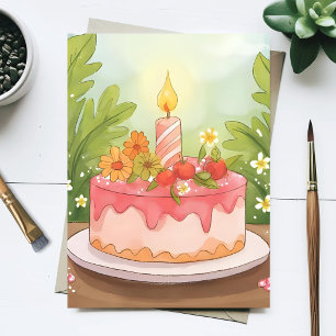 Rosa Birthday Cake Happy Birthday Postkarte