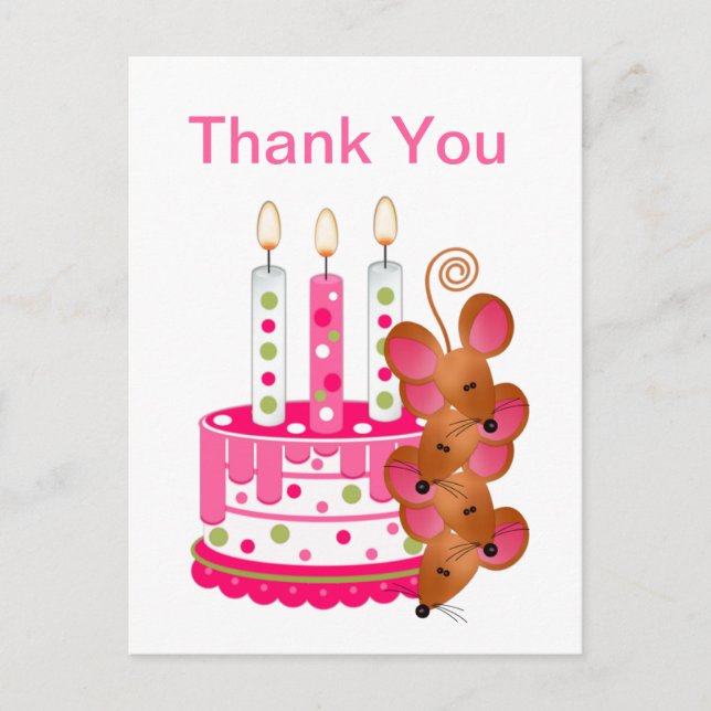 Rosa Birthday Cake mit Kerzen Postkarte (Vorderseite)