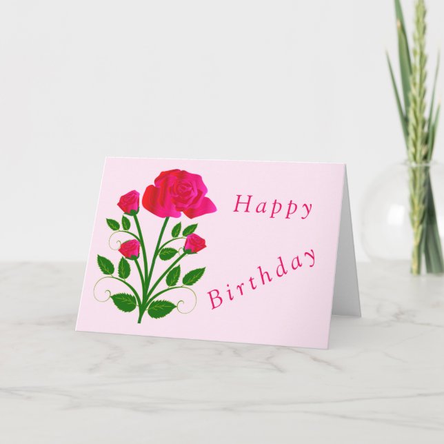 Rosa Birthday Card Karte (Vorderseite)