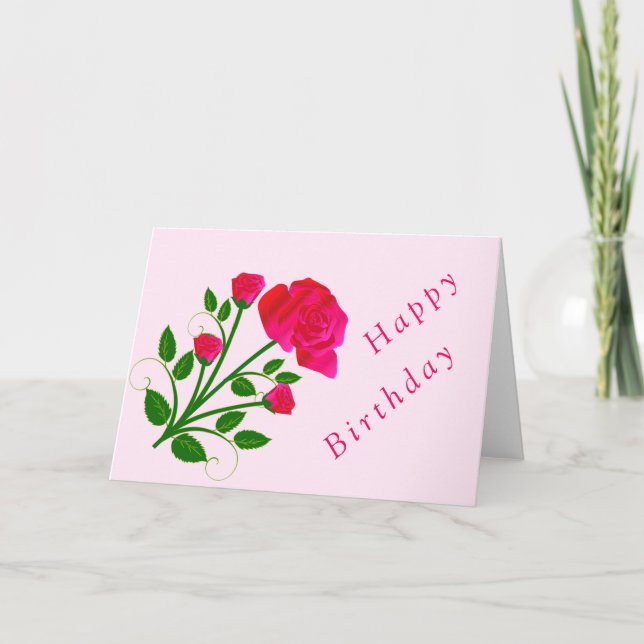 Rosa Birthday Card Karte (Vorderseite)