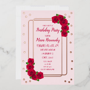 Rosa Birthday Folieneinladung