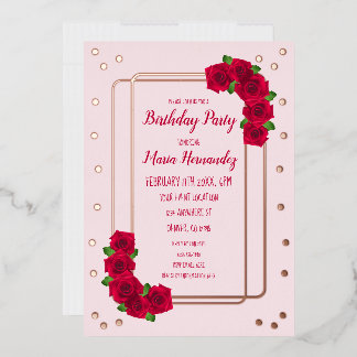 Rosa Birthday Folieneinladung