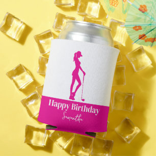 Rosa Birthday Golf Girl Monogram Dosenkühler
