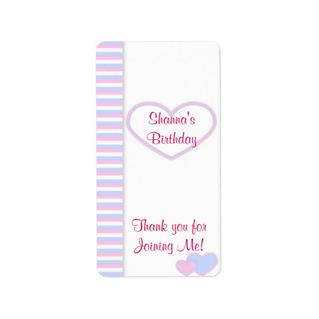 Rosa Birthday Heart Miniatur Bonbonverpackung Bar Adressaufkleber (Vorne)
