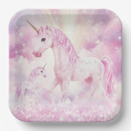 Rosa Birthday Party Einhorn Papierplatte Pappteller
