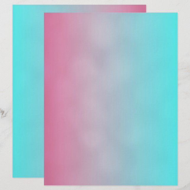 Rosa bis Aqua Ombre 8 1/2" x 11" Gerecycelt Papier (Vorne/Hinten)