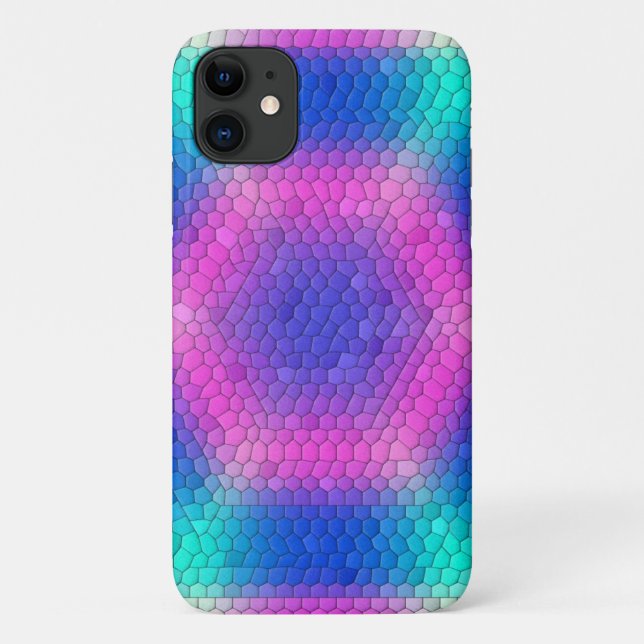 Rosa bis blau-holografische Mermaid-Skala Hexagons Case-Mate iPhone Hülle (Rückseite)