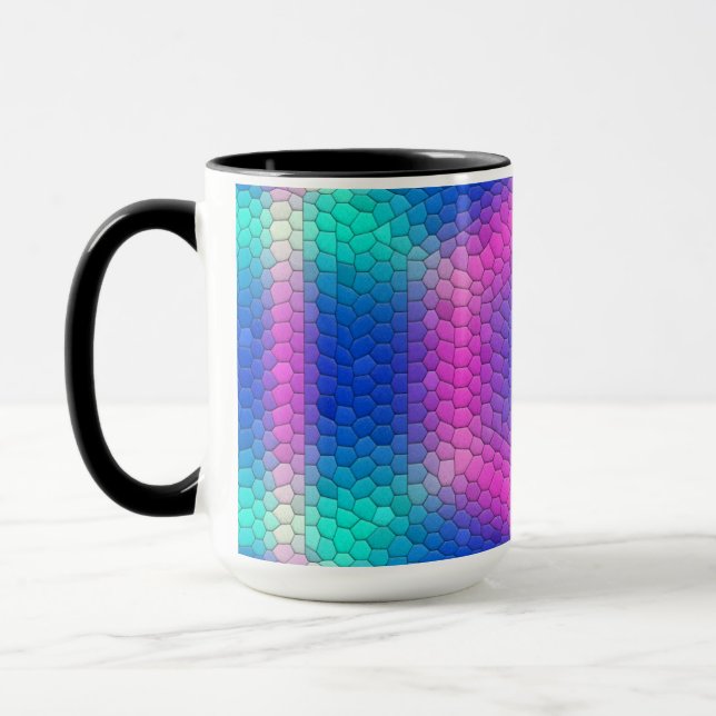 Rosa bis blau-holografische Mermaid-Skala Hexagons Tasse (Links)