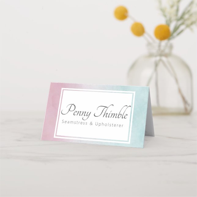 Rosa bis türkisfarbenes Aquarellombré Terminkarte (Vorderseite)