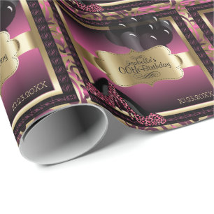 Rosa, Black & Gold Metallic - 00. Geburtstag Geschenkpapier