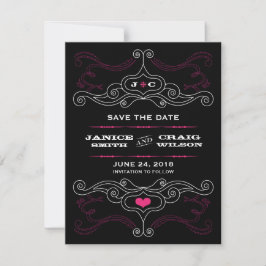 Rosa & Black Rock 'n' Roll Music Themed Wedding Save The Date