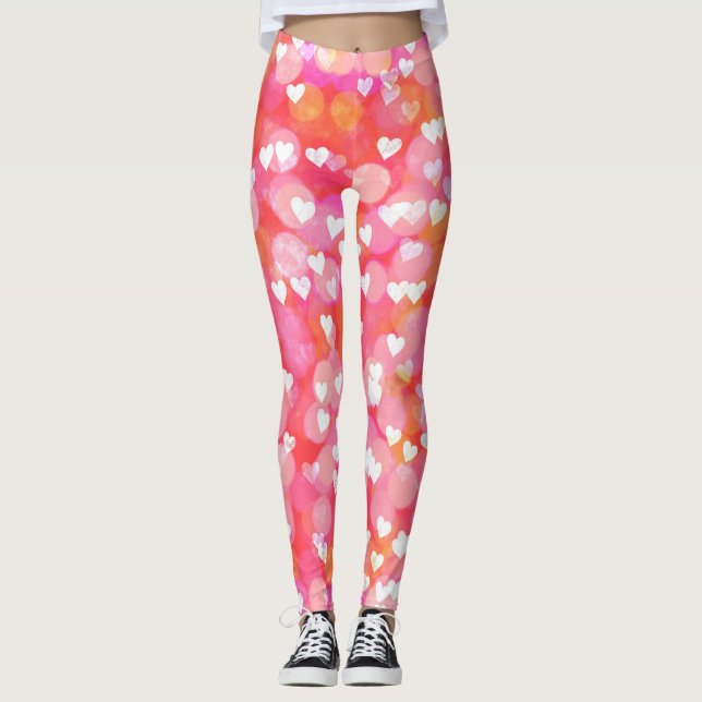 Rosa Bläschen Herz Leggings (Vorderseite)