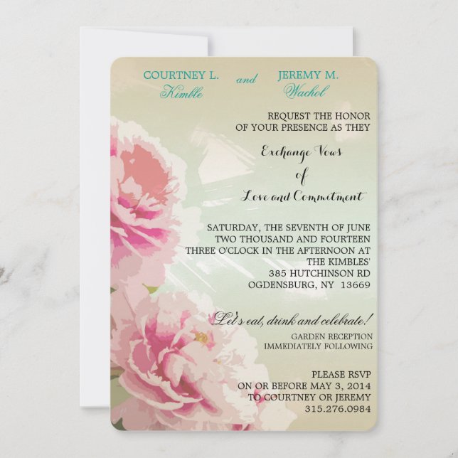 Rosa Bläschen Hochzeit Einladung (Vorderseite)