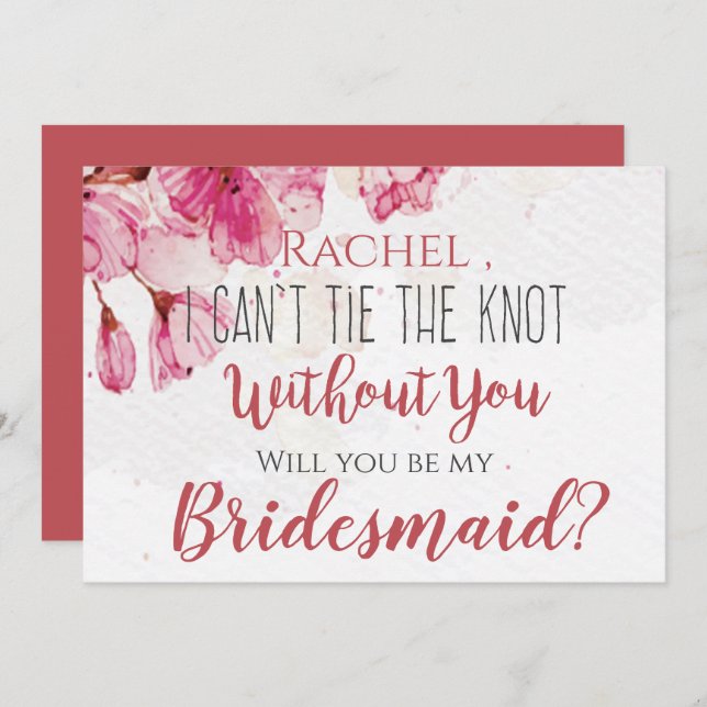 Rosa Bläschen kann ich den Knoten nicht ohne dich  Einladung (Vorne/Hinten)