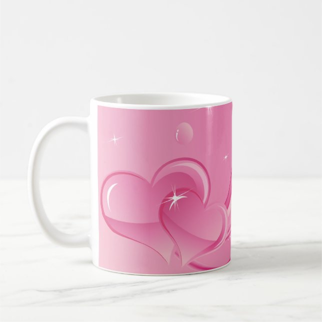 Rosa Blase Herz-Tasse Tasse (Links)