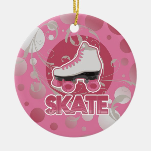 Rosa Blase Skate, wirbeln, Skaten Keramik Ornament (Vorne)