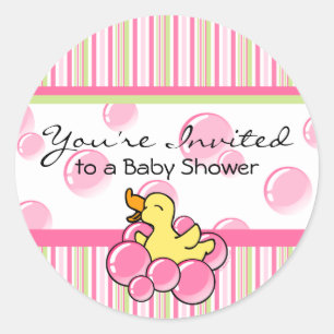 Rosa Blasen-Ducky Babyparty-Aufkleber Runder Aufkleber