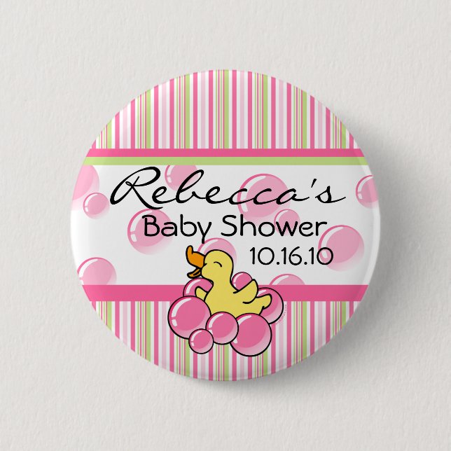 Rosa Blasen-Ducky Babyparty-Knöpfe Button (Vorderseite)