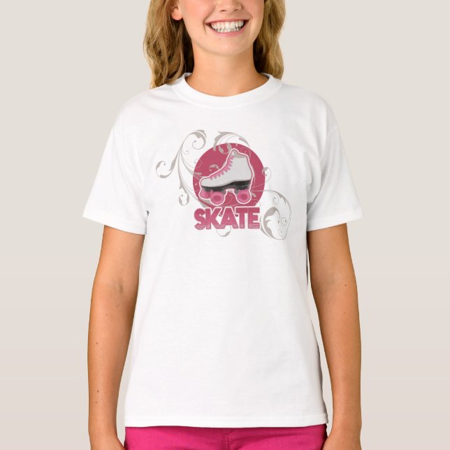 Rosa Blasen-Strudel-Rollen-Skate, Skaten T-Shirt (Vorderseite)