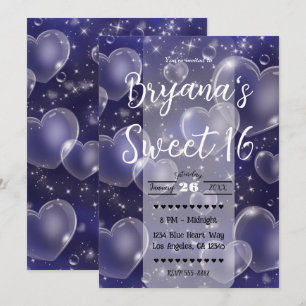 Rosa Blasenherzen Süße Mädchen-90er-Geburtstagsfei Einladung