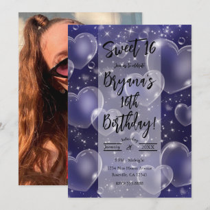 Rosa Blasenherzen Süße Mädchen-90er-Geburtstagsfei Einladung